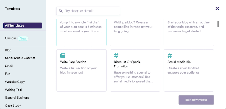 copy.ai review van de templates
